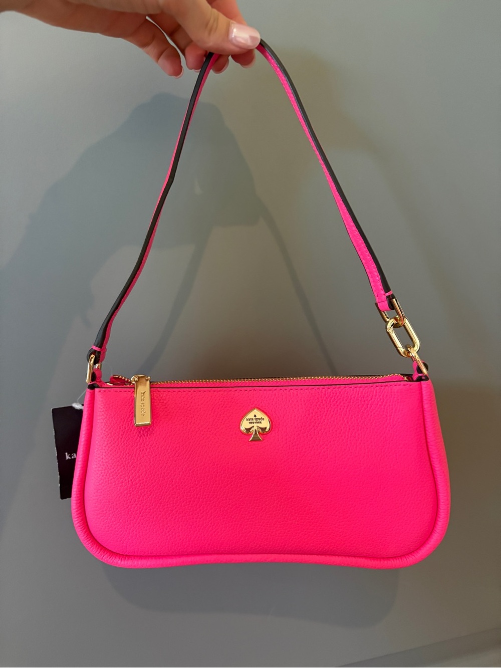 kate spade Bright Pink Leather Shoulder Bag with Gold Hardware